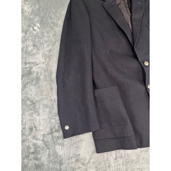 VTG Men's Black Petrocelli Alexandre Oxford London Wool Blazer Size 46R EXC - Picture 10 of 13